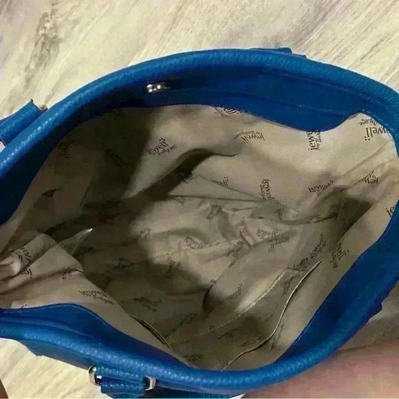 Jewell Thirty One Paris Large Crossbody Handbag Cobalt Blue Pebble Purse W/Pouch - Picture 8 of 14